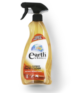A bottle of Earth Choice Antibacterial Bathroom & Shower Cleaner