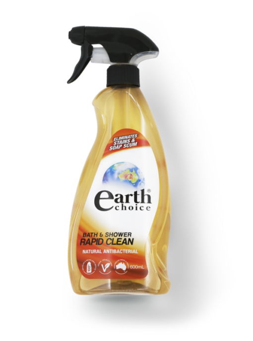 A bottle of Earth Choice Antibacterial Bathroom & Shower Cleaner