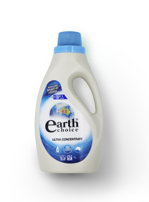 A bottle of Earth Choice Ultra Concentrate Laundry Liquid 1l