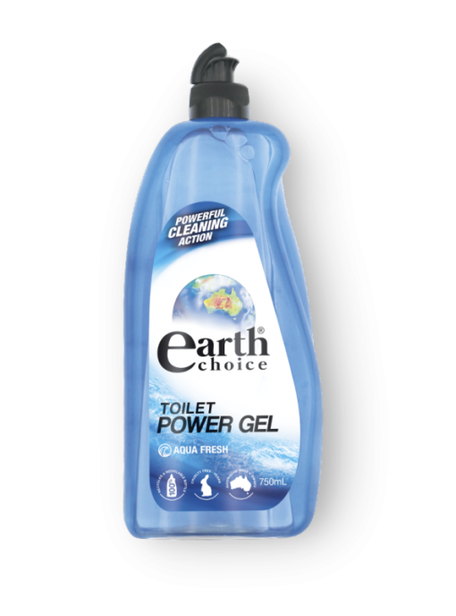 A bottle of Earth Choice Toilet Power Gel Aqua Fresh