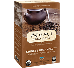 A box of Numi Organic Chinese Chai Tea