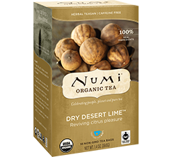 A box of Numi Organic Dry Desert Lime Tea