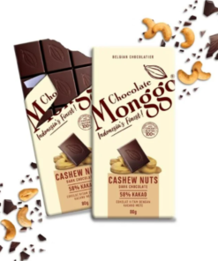 Monggo cashew nuts dark chocolate 58% 80g tablet