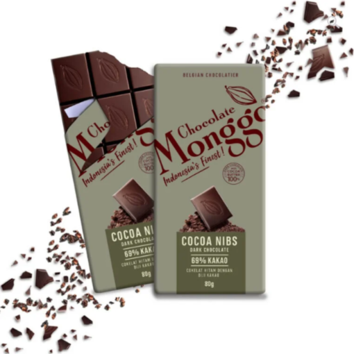 Monggo cocoa nibs dark chocolate 69% 80g tablet