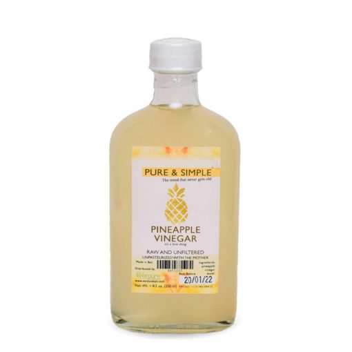 A bottle of raw pineapple vinegar with mother from Verdure Bali