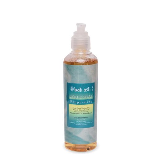 A bottle of Bali Asli Peppermint Natural Liquid Soap 250ml