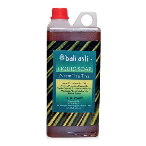A bottle of Bali Asli Neem and Tea Tree Natural Liquid Soap 1l