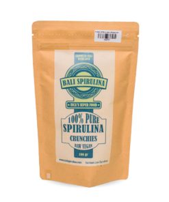 A bag of Bali 100% Pure Spirulina crunchies