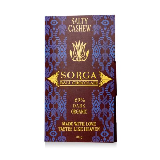 A bar of Sorga Salty Cashew 69%