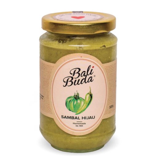 a jar of Bali Buda homemade green sambal or sambal hijau