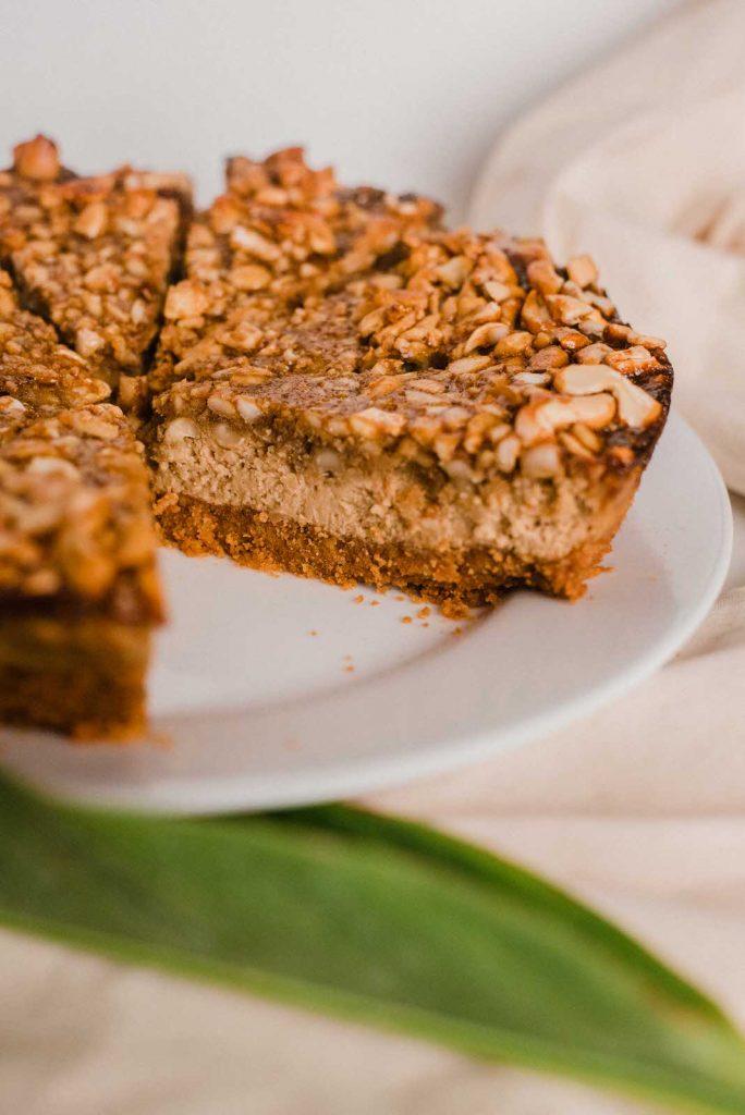 Bali Buda homemade Caramel Cashew Pie, sliced