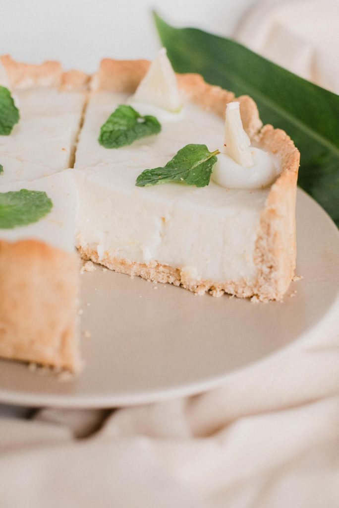 A close-up on Bali Buda homemade vegan lemon tart