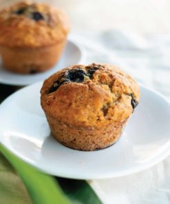 2 Bali Buda homemade blueberry muffins on plates