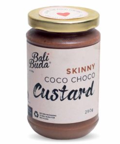 A jar of Bali Buda homemade Skinny Choco Coco Custard