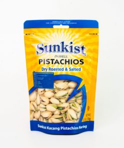 A bag of Sunkist dry-roasted and salted pistachios