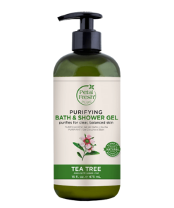 A bottle of Petal Fresh Pure Tea Tree Bath and Shower Gel 475ml