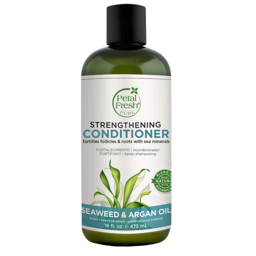 A bottle of Petal Fresh Pure Seaweed and Argan Oil Strengthening Conditioner