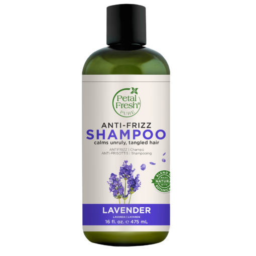 A bottle of Petal Fresh Pure Lavender Anti-Frizz Shampoo 475ml