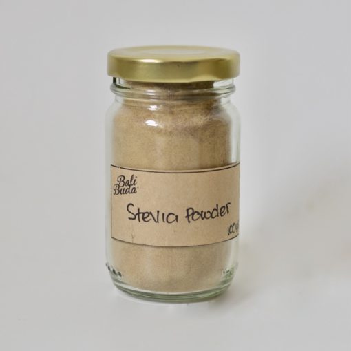 A jar of Bali Buda stevia powder