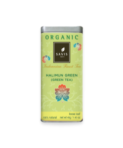 A can of Savis Organic Halimun Green Tea