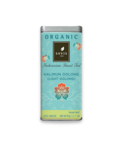 A can of Savis Organic Halimun Oolong tea