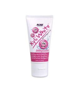 A tube of Now XyliWhite Bubblegum Toothpaste Gel for Kids