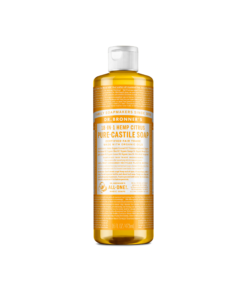 A bottle of Dr. Bronner's Citrus Pure Castile Liquid Soap