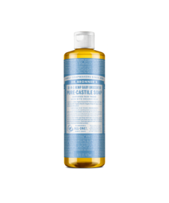 A bottle of Dr. Bronner's Baby Unscented Pure Castile Liquid Soap