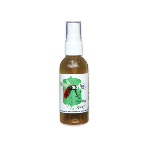 A bottle of Shakti Zest Bye-Bye spray insect repellent