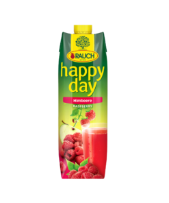 A bottle of Rauch Happy Day Raspberry 1l