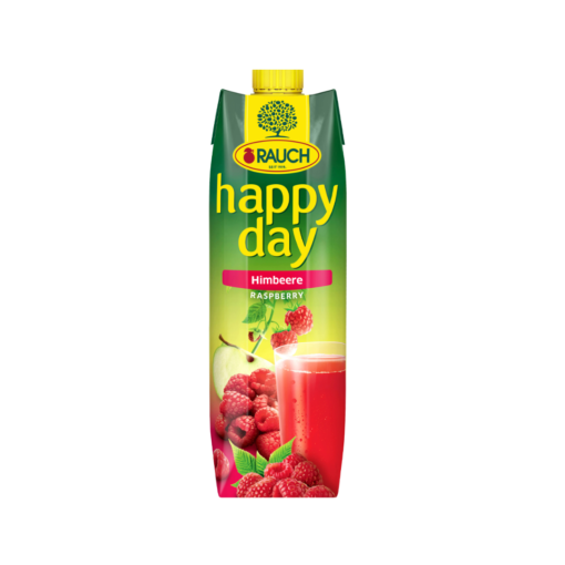A bottle of Rauch Happy Day Raspberry 1l
