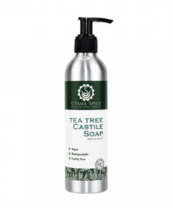 A bottle of Utama Spice Tea Tree Castile Soap