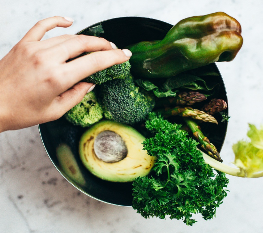 Organic greens in a bowl