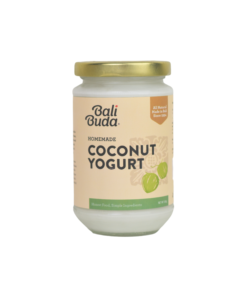 A jar of Bali Buda homemade coconut yogurt