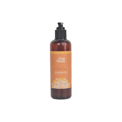 A bottle of Bali Buda Passion Spice shampoo