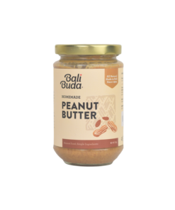 A jar of Bali Buda homemade peanut butter