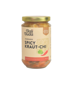 A jar of Bali Buda homemade spicy kraut-chi