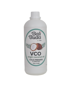 A bottle of Bali Buda virgin cold-pressed coconut oil