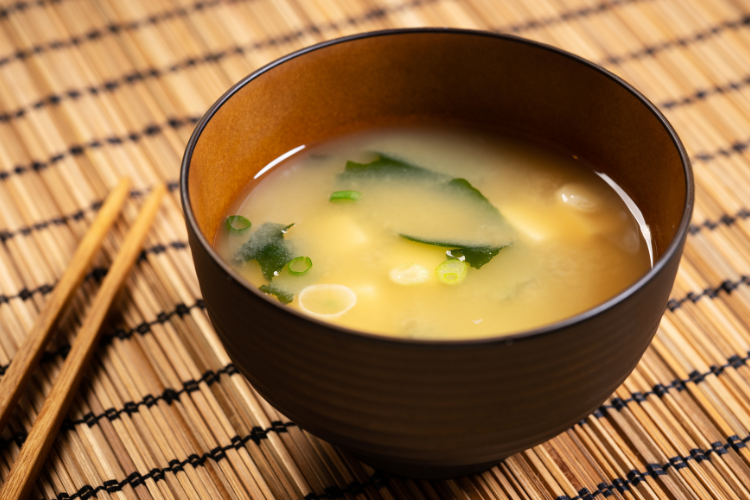 a bowl of miso soup