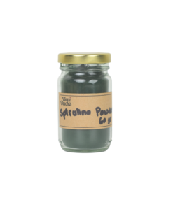 A jar of Bali Buda spirulina powder
