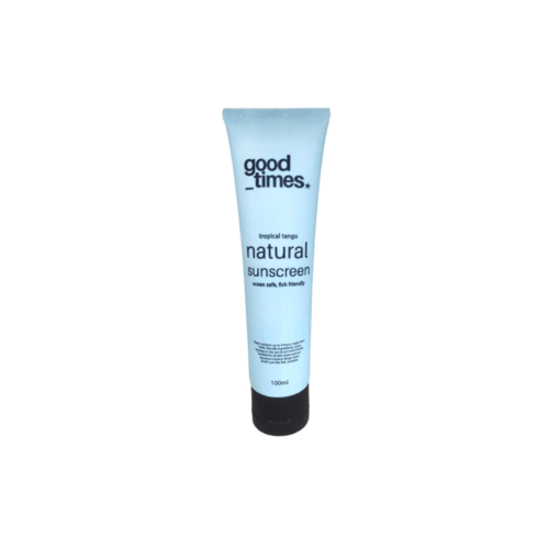 A tube of Good Times Natural Sunscreen, Tropical Tango scent