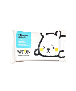 A packet of Wateru Hand and Mouth 50 Wipes