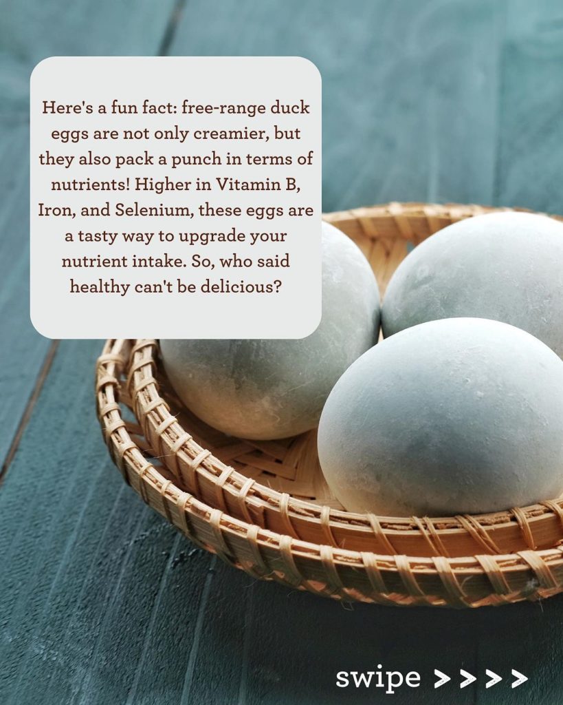 A basket containing 3 duck eggs