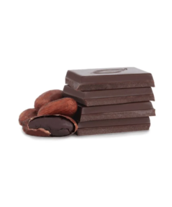 A piece of dark chocolate 58% and cacao beans, from Monggo for Bali Buda